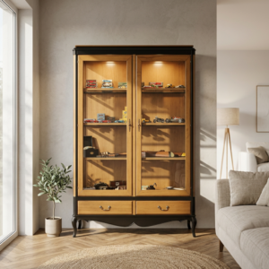 Vitrina de cristal e Iluminación interior – Cerezo Macizo